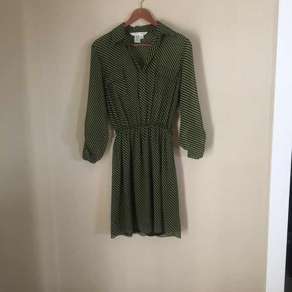 Max studio long sleeve blouse dress green & black - Picture 1 of 4